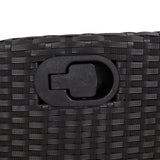 9 Piece Garden Dining Set with Cushions Black Poly Rattan - Close-Up Angle
