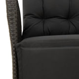3 Piece Garden Dining Set with Cushions Black Poly Rattan - 45-Degree Angle