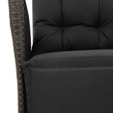 3 Piece Garden Dining Set with Cushions Black Poly Rattan - 45-Degree Angle