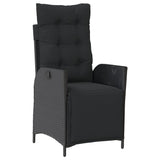 7 Piece Garden Dining Set with Cushions Black Poly Rattan - Side View