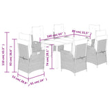 7 Piece Garden Dining Set with Cushions Black Poly Rattan - Extra Image