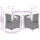 5 Piece Garden Dining Set with Cushions Grey Poly Rattan - Extra Image