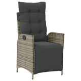 5 Piece Garden Dining Set with Cushions Grey Poly Rattan