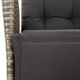 5 Piece Garden Dining Set with Cushions Grey Poly Rattan - Rear View