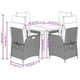 5 Piece Garden Dining Set with Cushions Grey Poly Rattan - Extra Image
