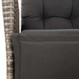 5 Piece Garden Dining Set with Cushions Grey Poly Rattan - Rear View