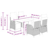 5 Piece Garden Dining Set with Cushions Grey Poly Rattan - Extra Image
