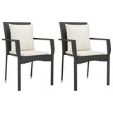 7 Piece Garden Dining Set with Cushions Black Poly Rattan - Side View