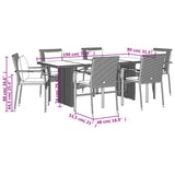 7 Piece Garden Dining Set with Cushions Black Poly Rattan