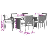 7 Piece Garden Dining Set with Cushions Black Poly Rattan - Close-Up Angle