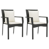 9 Piece Garden Dining Set with Cushions Black Poly Rattan