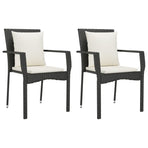 9 Piece Garden Dining Set with Cushions Black Poly Rattan