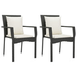 9 Piece Garden Dining Set with Cushions Black Poly Rattan - Side View