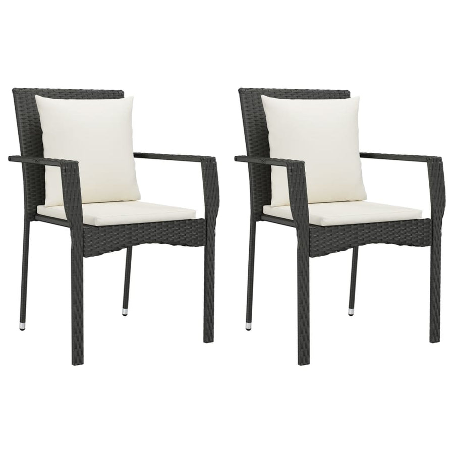 9 Piece Garden Dining Set with Cushions Black Poly Rattan