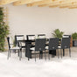 9 Piece Garden Dining Set with Cushions Black Poly Rattan
