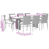 9 Piece Garden Dining Set with Cushions Grey Poly Rattan - Close-Up Angle