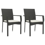 7 Piece Garden Dining Set with Cushions Black Poly Rattan