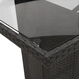 7 Piece Garden Dining Set with Cushions Black Poly Rattan - Rear View