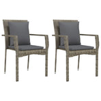 9 Piece Garden Dining Set with Cushions Grey Poly Rattan