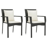 7 Piece Garden Dining Set with Cushions Black Poly Rattan