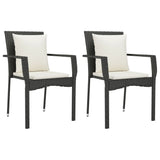 7 Piece Garden Dining Set with Cushions Black Poly Rattan - Side View