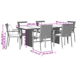 7 Piece Garden Dining Set with Cushions Black Poly Rattan