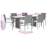 7 Piece Garden Dining Set with Cushions Black Poly Rattan - Close-Up Angle