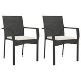 9 Piece Garden Dining Set with Cushions Black Poly Rattan - Side View