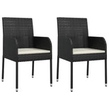 9 Piece Garden Dining Set with Cushions Black Poly Rattan
