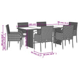 7 Piece Garden Dining Set with Cushions Grey Poly Rattan - Close-Up Angle