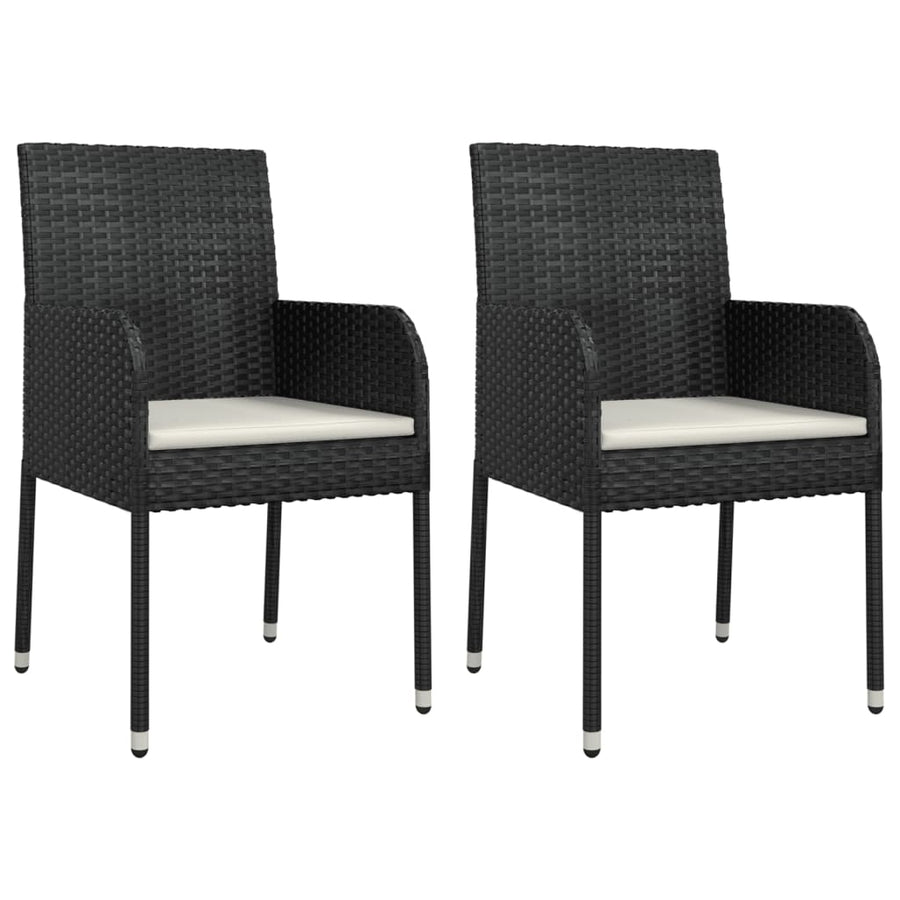 9 Piece Garden Dining Set with Cushions Black Poly Rattan