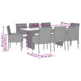 9 Piece Garden Dining Set with Cushions Black Poly Rattan - Close-Up Angle