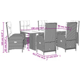 7 Piece Garden Dining Set with Cushions Black Poly Rattan - Close-Up Angle