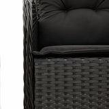 9 Piece Garden Dining Set with Cushions Black Poly Rattan - 45-Degree Angle