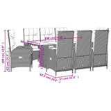 9 Piece Garden Dining Set with Cushions Black Poly Rattan - Close-Up Angle
