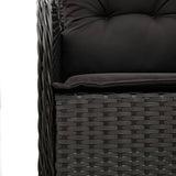 9 Piece Garden Dining Set with Cushions Black Poly Rattan - Rear View