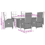 7 Piece Garden Dining Set with Cushions Black Poly Rattan - Rear View