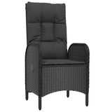 7 Piece Garden Dining Set with Cushions Black Poly Rattan - Side View