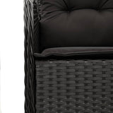 7 Piece Garden Dining Set with Cushions Black Poly Rattan - 45-Degree Angle