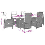 7 Piece Garden Dining Set with Cushions Black Poly Rattan - Close-Up Angle