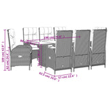 9 Piece Garden Dining Set with Cushions Grey Poly Rattan - Close-Up Angle