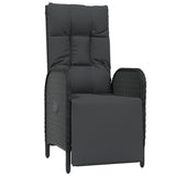 7 Piece Garden Dining Set with Cushions Black Poly Rattan - Side View