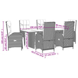 7 Piece Garden Dining Set with Cushions Black Poly Rattan - Close-Up Angle