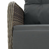 7 Piece Garden Dining Set with Cushions Grey Poly Rattan - 45-Degree Angle