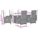 7 Piece Garden Dining Set with Cushions Grey Poly Rattan - Close-Up Angle
