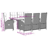 9 Piece Garden Dining Set with Cushions Grey Poly Rattan - Close-Up Angle