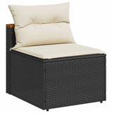 5 Piece Garden Sofa Set with Cushions Black Poly Rattan Acacia - Top-Down View