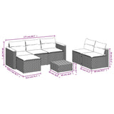 5 Piece Garden Sofa Set with Cushions Black Poly Rattan Acacia - Close-Up Angle
