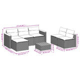 5 Piece Garden Sofa Set with Cushions Grey Poly Rattan Acacia - Close-Up Angle