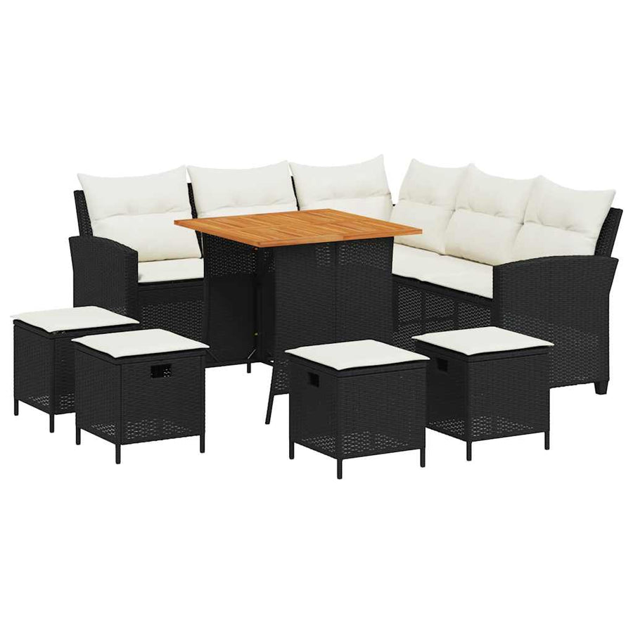 6 Piece Garden Sofa Set with Cushions L-shaped Black